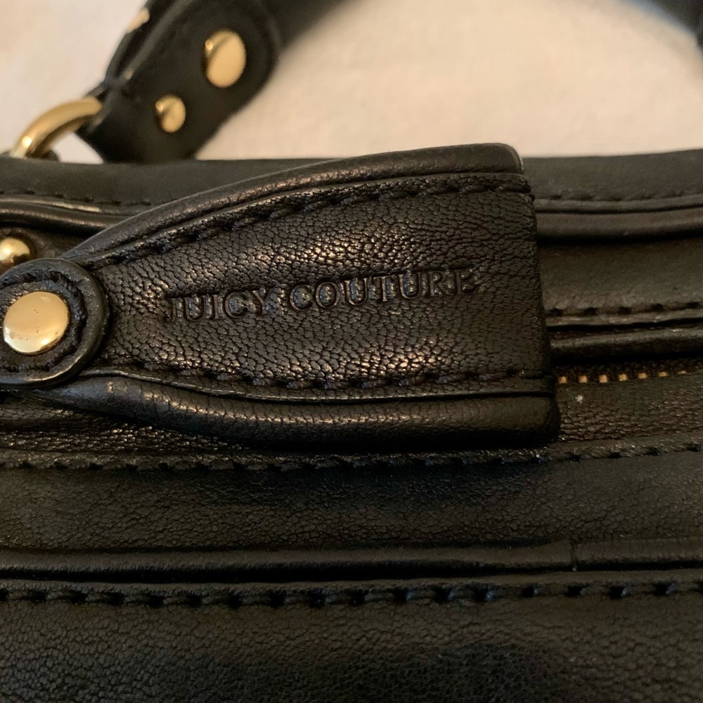 Juicy Couture Black gorgeous leather satchel crossbody handbag w/ gold hardware - Picture 10 of 16